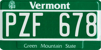 VT license plate PZF678