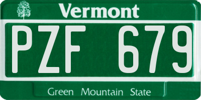 VT license plate PZF679