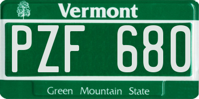 VT license plate PZF680