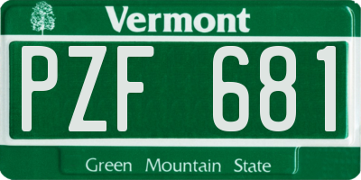 VT license plate PZF681