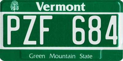 VT license plate PZF684
