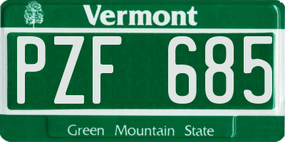 VT license plate PZF685