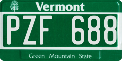VT license plate PZF688