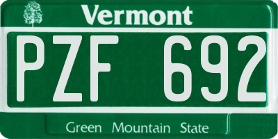 VT license plate PZF692