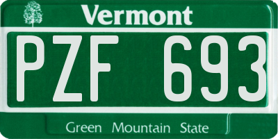 VT license plate PZF693