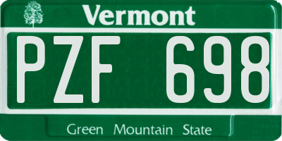 VT license plate PZF698