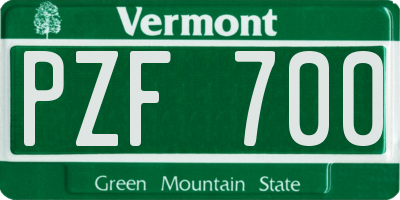 VT license plate PZF700