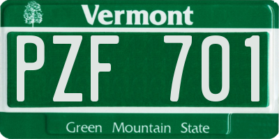 VT license plate PZF701