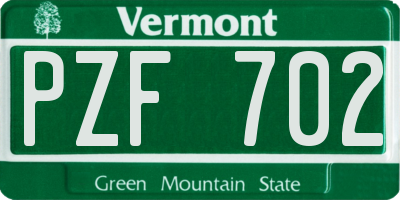 VT license plate PZF702