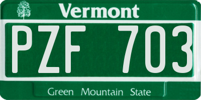 VT license plate PZF703