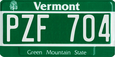 VT license plate PZF704