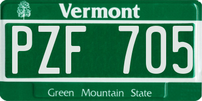 VT license plate PZF705