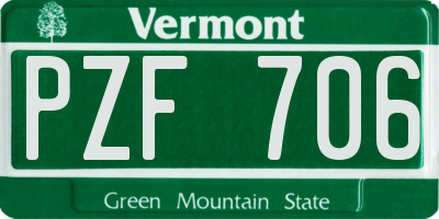 VT license plate PZF706