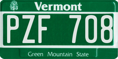 VT license plate PZF708