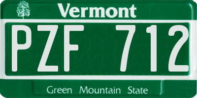 VT license plate PZF712