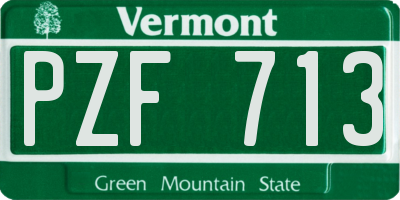 VT license plate PZF713