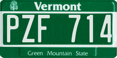 VT license plate PZF714