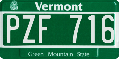 VT license plate PZF716