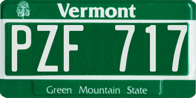 VT license plate PZF717