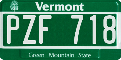 VT license plate PZF718