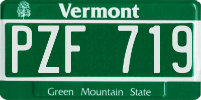 VT license plate PZF719