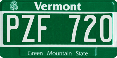 VT license plate PZF720