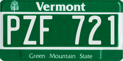VT license plate PZF721