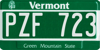 VT license plate PZF723