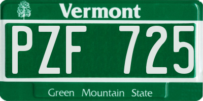 VT license plate PZF725