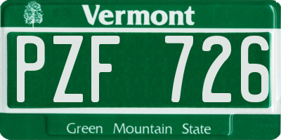 VT license plate PZF726
