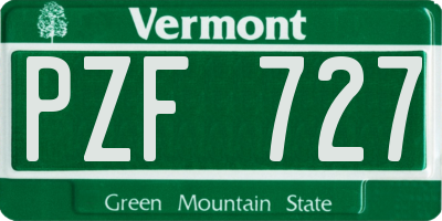 VT license plate PZF727