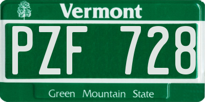 VT license plate PZF728