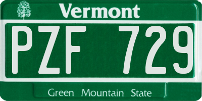 VT license plate PZF729