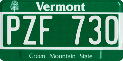 VT license plate PZF730