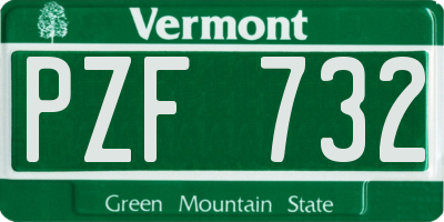 VT license plate PZF732