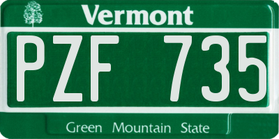 VT license plate PZF735
