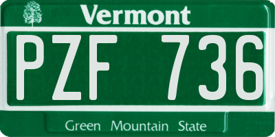 VT license plate PZF736