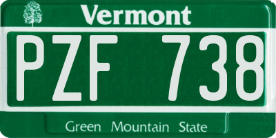 VT license plate PZF738