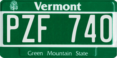VT license plate PZF740