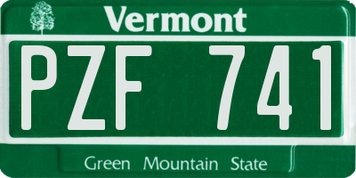VT license plate PZF741