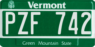 VT license plate PZF742