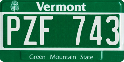 VT license plate PZF743