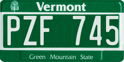 VT license plate PZF745