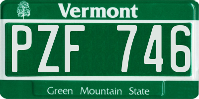 VT license plate PZF746