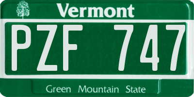 VT license plate PZF747