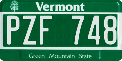 VT license plate PZF748