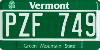 VT license plate PZF749