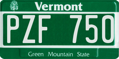VT license plate PZF750