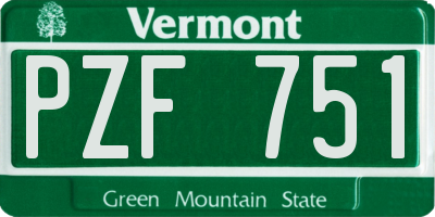 VT license plate PZF751