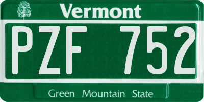VT license plate PZF752
